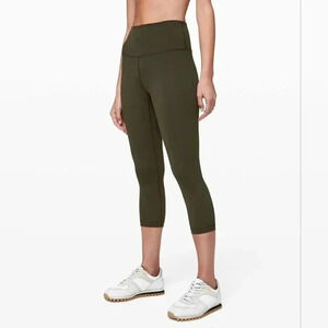 Lululemon Wunder Under Crop (High-Rise) *Full-On Luxtreme 21"Dark Olive (First